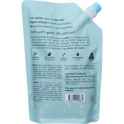 Wotnot Baby Wash & Bubble Bath Refill Pack For Sensitive Skin 500ml