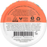 Back of a 60g Woohoo Body Tango Deodorant tin with ingredients, directions, and a 100 percent natural logo.