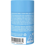 Back of 60g Woohoo Surf deodorant tube with directions, ingredients, and storage information on a blue background.