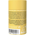 Back of Woohoo Mellow deodorant tube with ingredients, usage directions, and composting instructions.