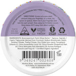 Back of Woohoo Body Pop 60g tin with ingredients, directions for use, and Australian made logo.