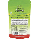 Back of 225g Nirvana Organics Xylitol pouch with nutrition facts, ingredients, and product information.