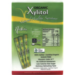 Back of Nirvana Xylitol 40-pack box with nutritional facts, ingredients, and storage instructions.