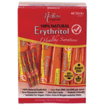 40-pack of Nirvana Originals 100% Natural Erythritol 4g sticks in a blue and white box.