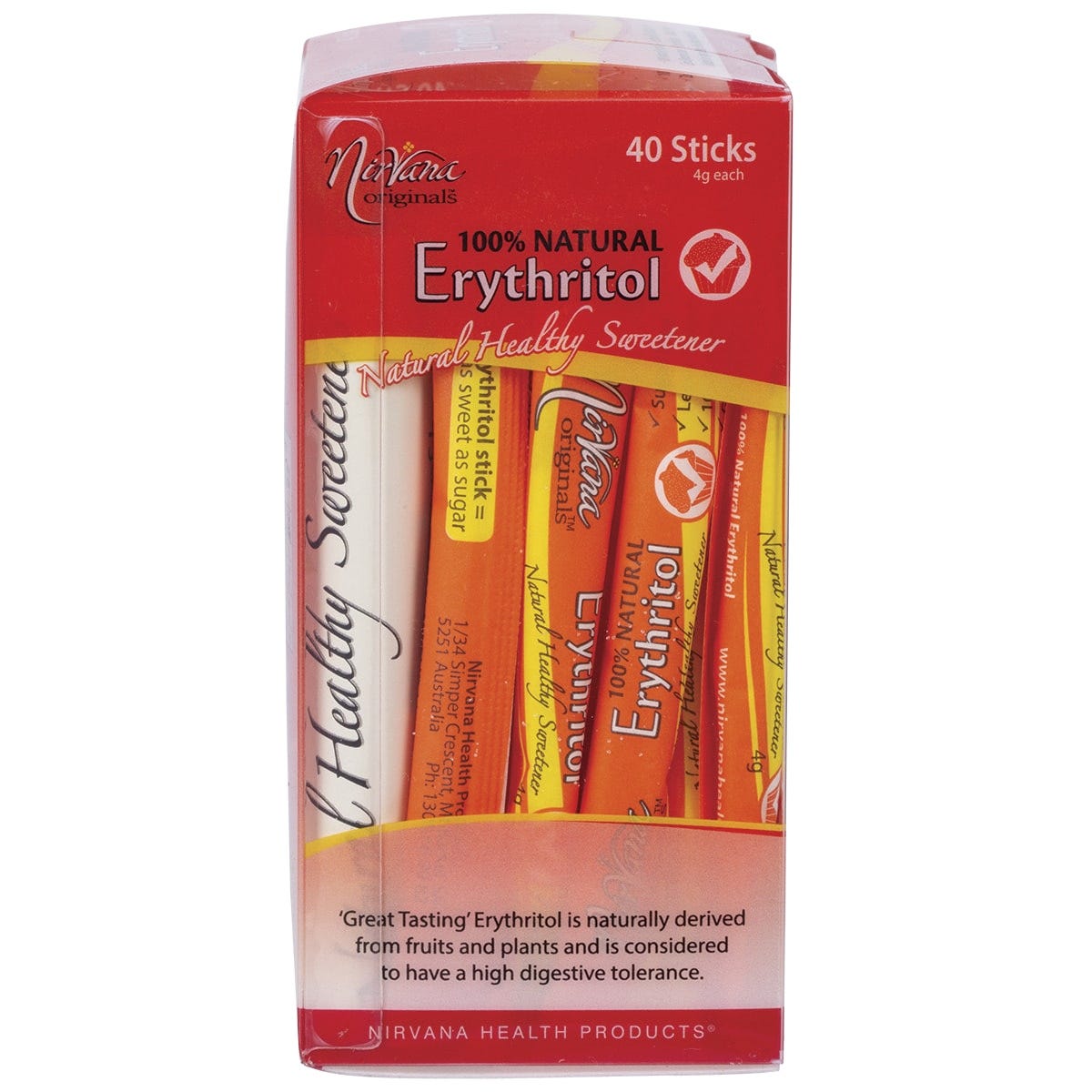 Nirvana Originals Erythritol 100% Natural Sticks 4g (Pack of 40)