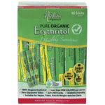 Box of 40 Nirvana Organics Erythritol 4g sticks, a natural sugar alternative, on a clean white background.