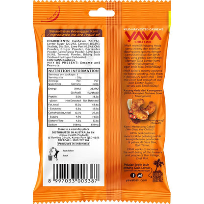 YAVA Wild-Harvested Cashews Chili Lime 35g (Pack of 10)