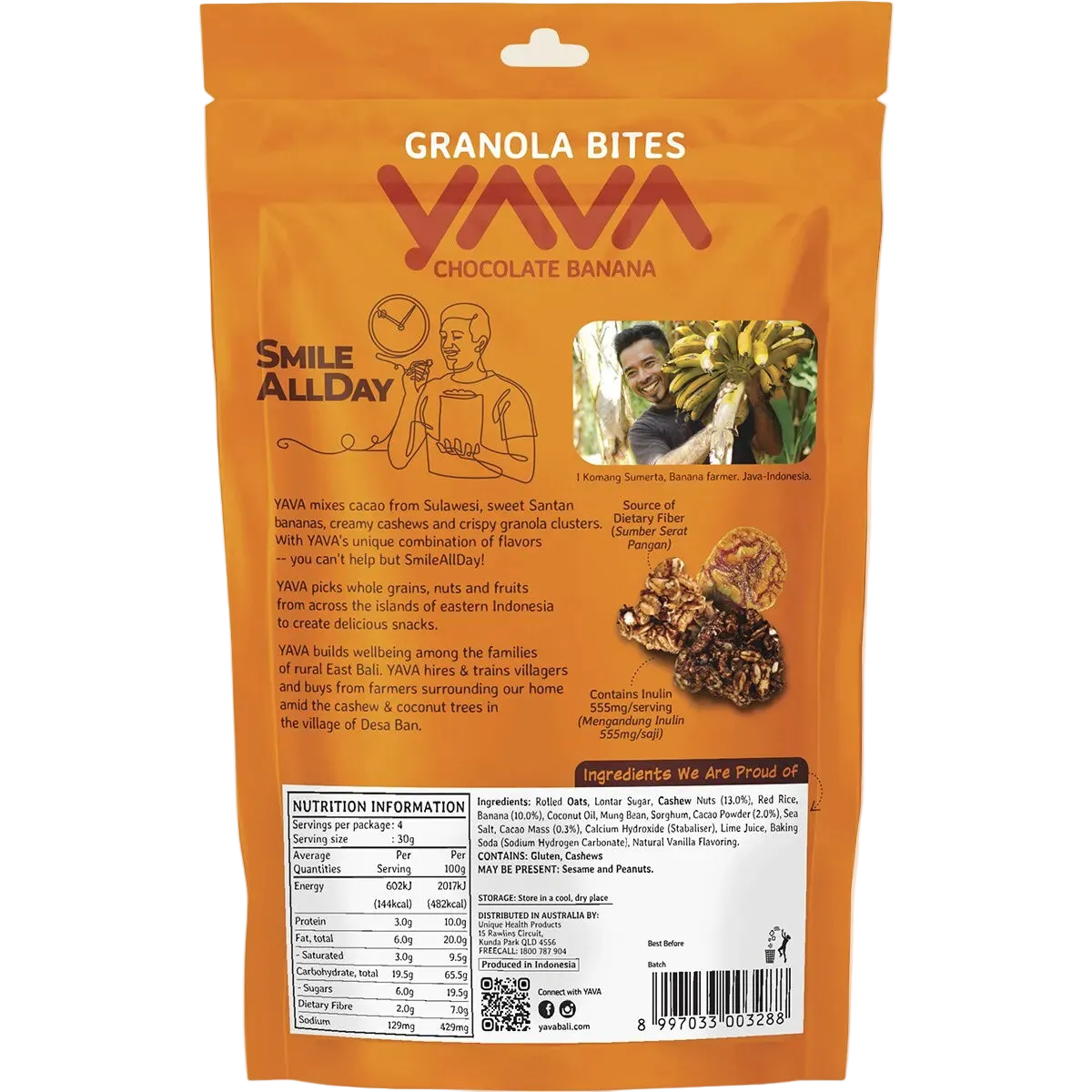YAVA Granola Bites Chocolate Banana 125g