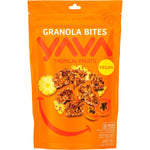 125g bag of YAVA Tropical Fruits Granola Bites featuring dried papaya, pineapple, and cashews on the label.