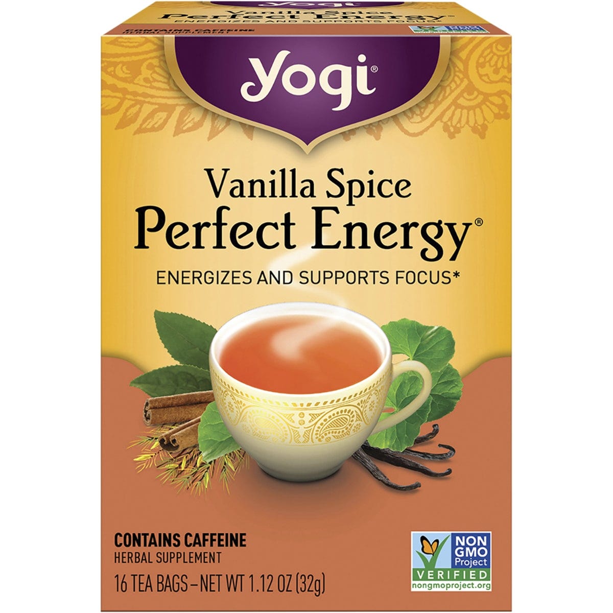 Yogi Tea Herbal Tea Bags Vanilla Spice Perfect Energy 16 Pack