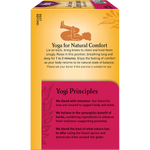 Left side of Yogi Sweet Strawberry Digestive Support tea box showing organic ingredients and Ayurvedic wellness principles.