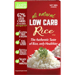 Zero Slim and Healthy Low Carb Rice 160g box featuring a white background and blue and orange text.