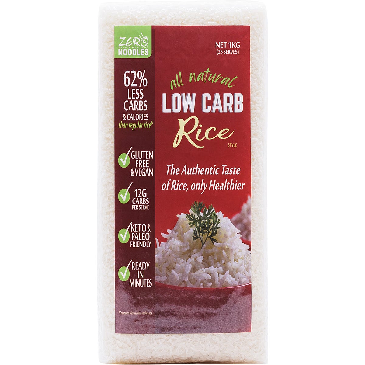 1kg bulk pack of Zero Slim & Healthy Low Carb Rice made with organic konjac and rice flour.