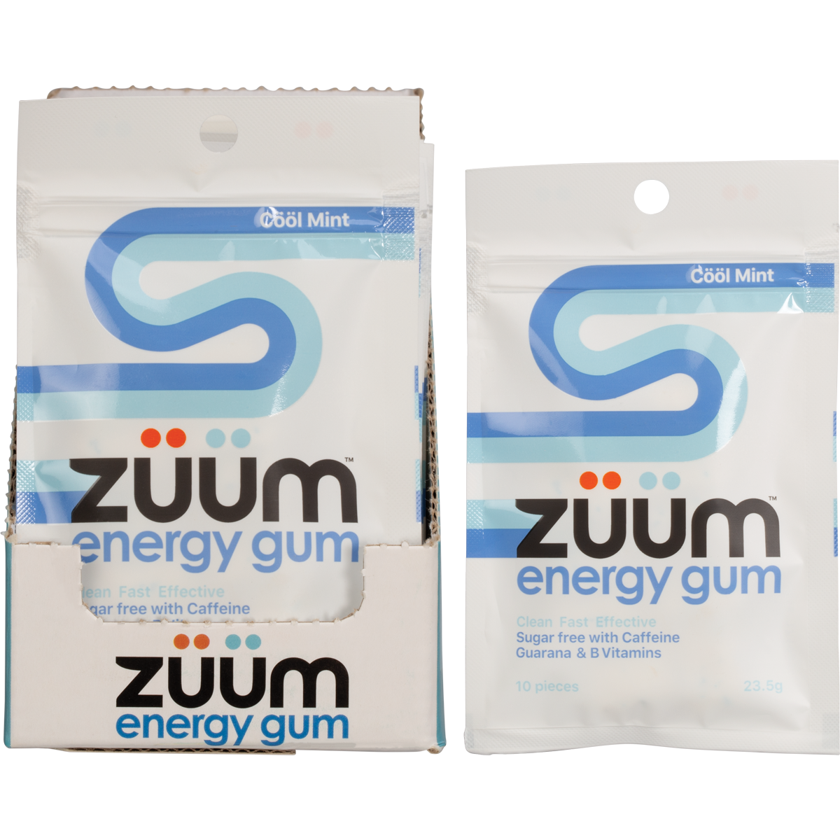 Zuum Energy Gum Cool Mint 10 Pieces (Pack of 16)