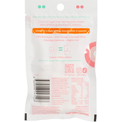 Zuum Energy Gum Watermelon 10 Pieces (Pack of 16)