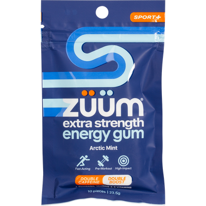 Zuum Energy Gum Extra Strength Sport Arctic Mint Hasta 10 Pieces (Pack of 16)