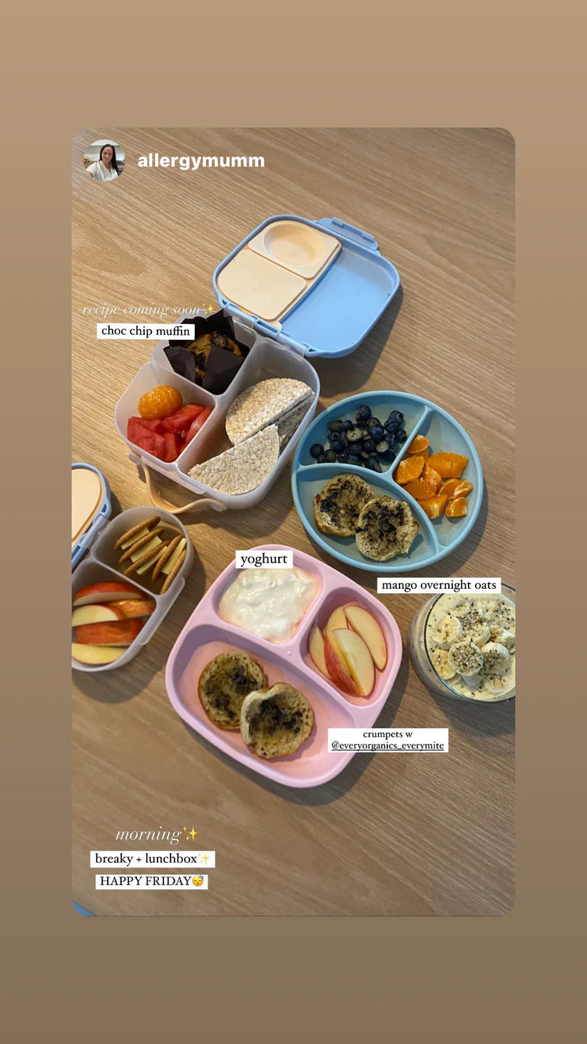 Healthy school lunchbox featuring a savory wrap, fresh fruit, and snacks, perfect for kids with food allergies.