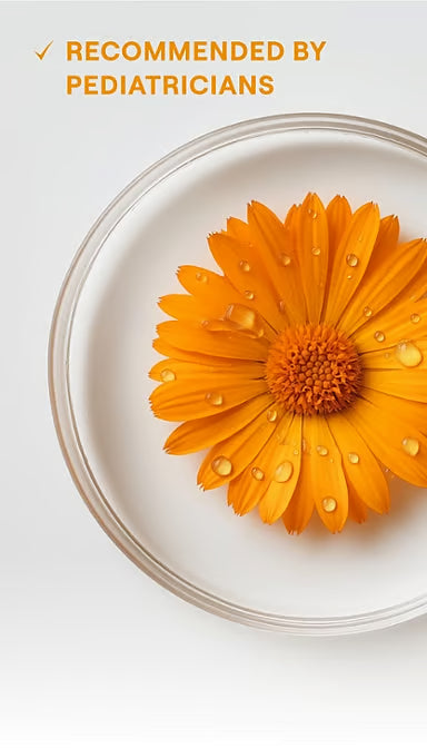 Graphic showing Weleda Baby Calendula Shampoo and Body Wash is a midwife-recommended product.