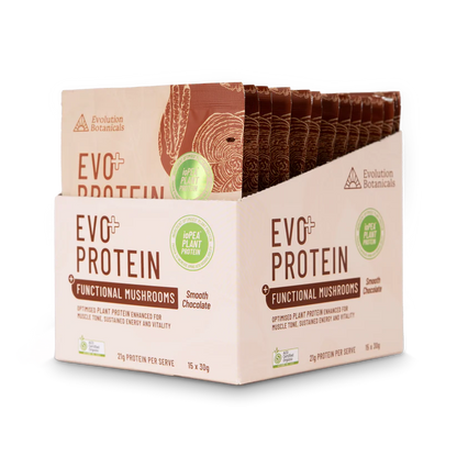 Evolution Botanicals EVO+ Protein Functional Mushrooms Smooth Chocolate 30g (Pack of 15)