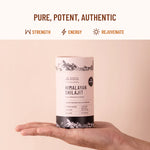Front close-up of the Evolution Botanicals Himalayan Shilajit Trace Mineral Complex 120-capsule tube.