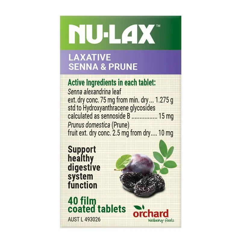 Nu-Lax Natural Laxative Extra Strength Senna & Prunes 40 Tablets